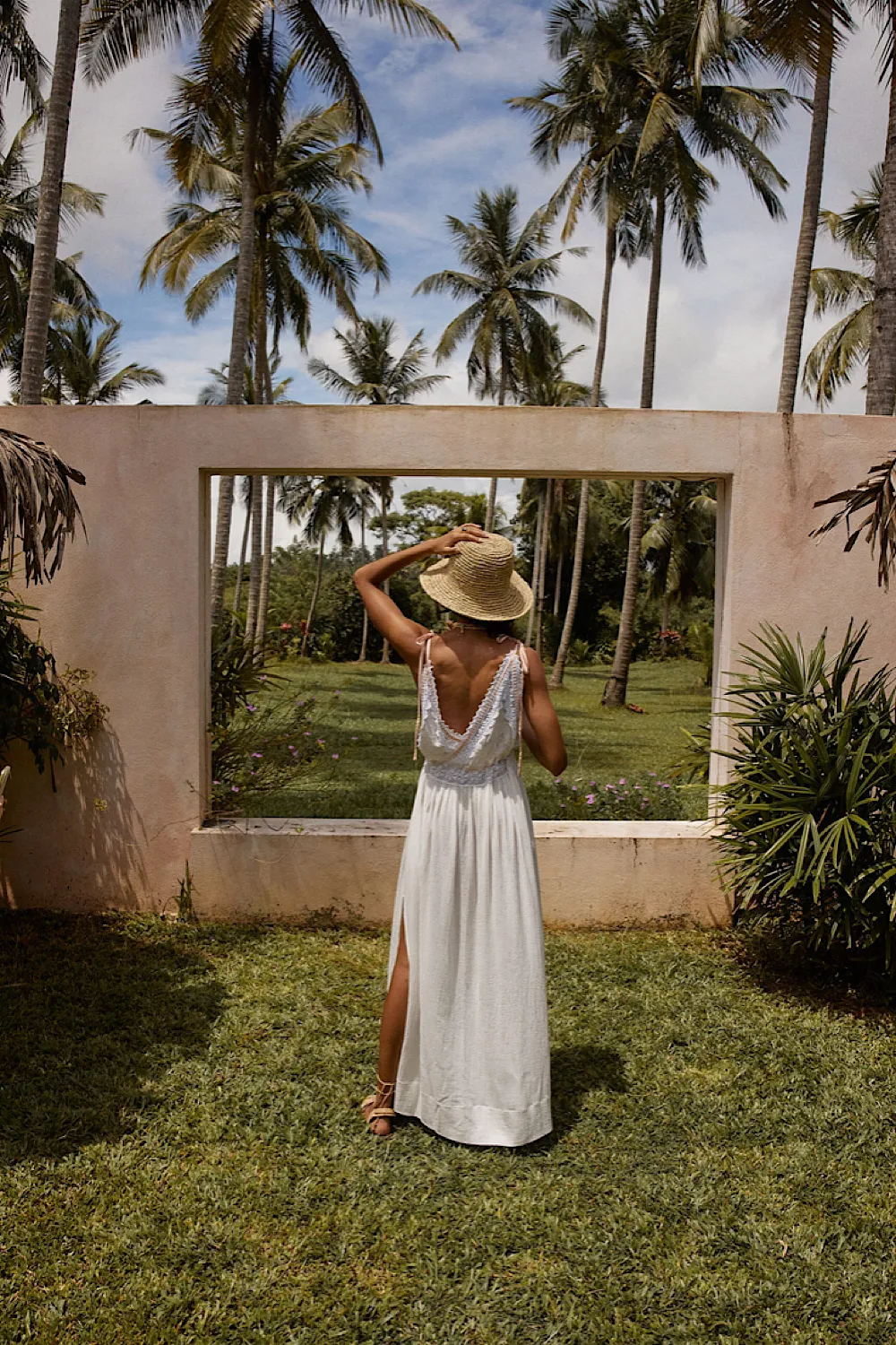 Out Among The Stars Cotton Gauze, Lace   Ribbon Embroidered Maxi Slip Dress