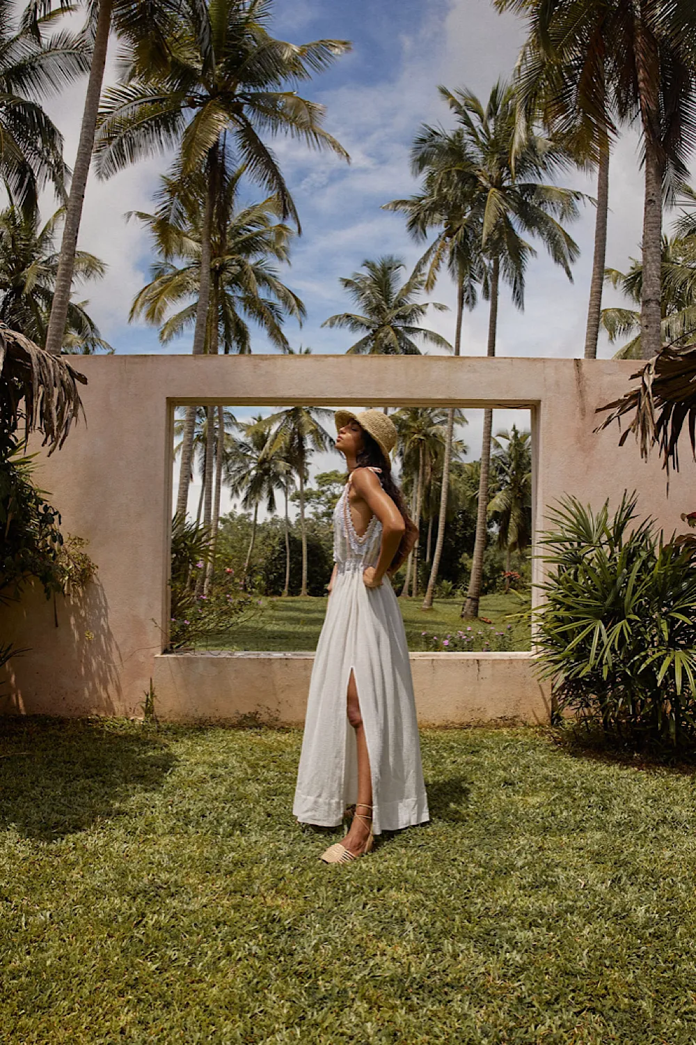 Out Among The Stars Cotton Gauze, Lace   Ribbon Embroidered Maxi Slip Dress