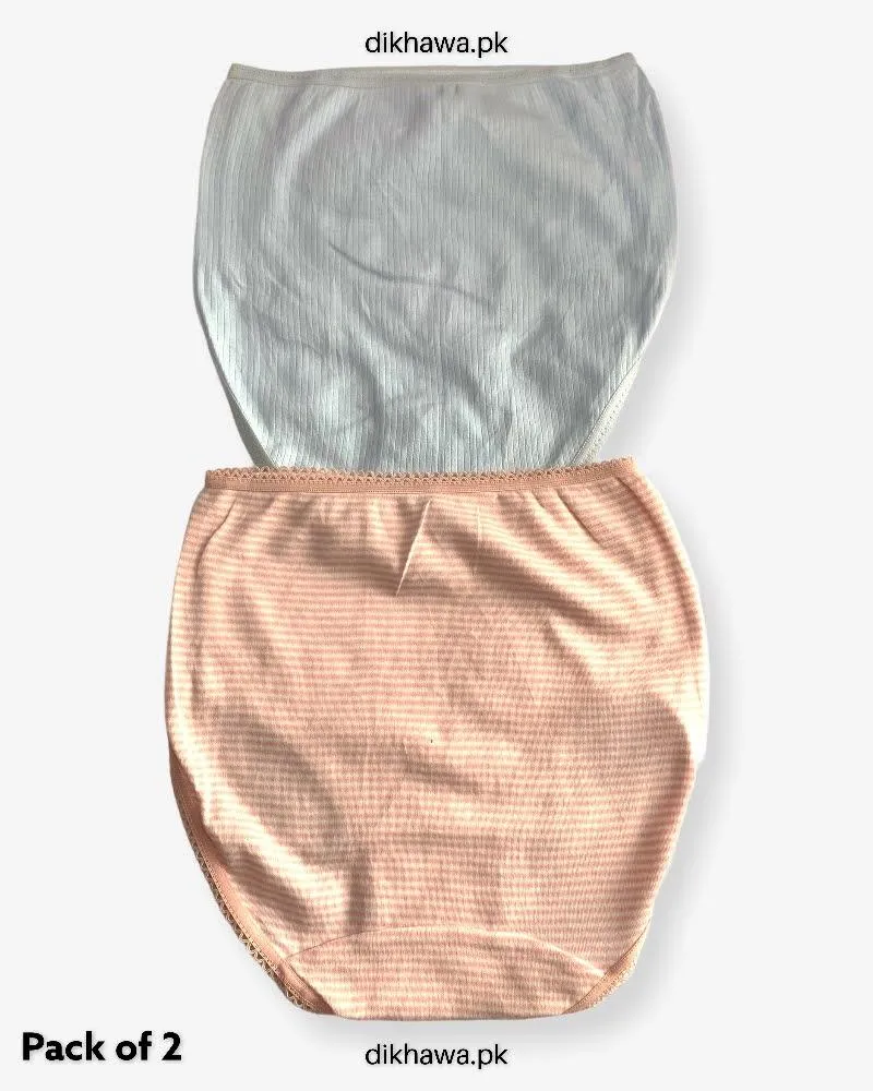 Pack of 2 Imported Stocklot Branded Cotton Panty Stretchable Cotton Lace Panty 2021