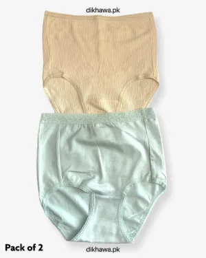 Pack of 2 Imported Stocklot Branded Cotton Panty Stretchable Cotton Lace Panty 2021