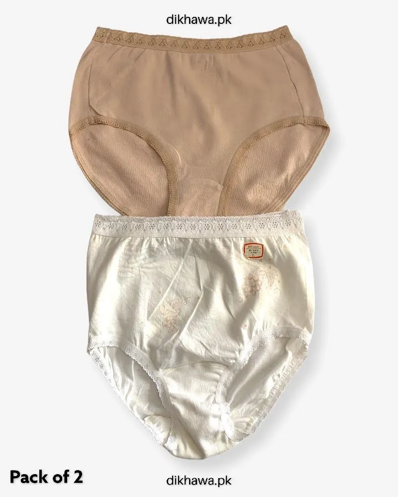 Pack of 2 Imported Stocklot Branded Cotton Panty Stretchable Cotton Lace Panty 2021