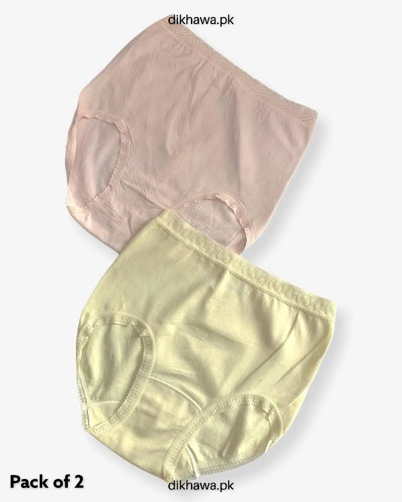 Pack of 2 Imported Stocklot Branded Cotton Panty Stretchable Cotton Lace Panty 2021