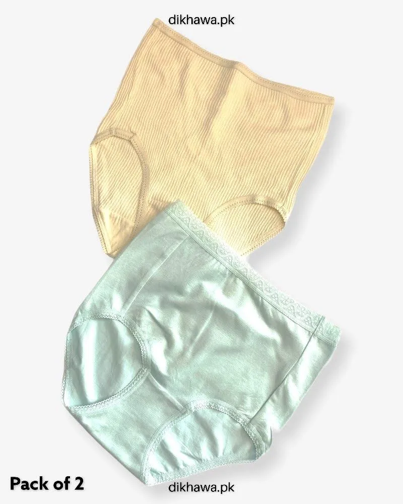 Pack of 2 Imported Stocklot Branded Cotton Panty Stretchable Cotton Lace Panty 2021
