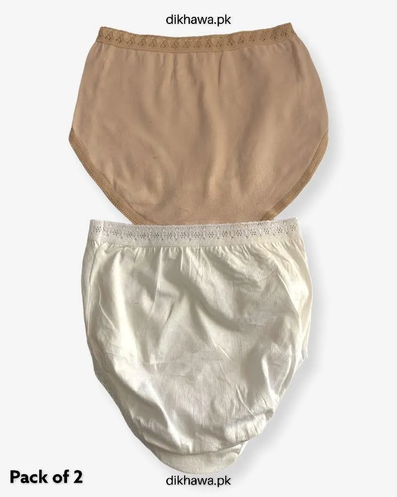Pack of 2 Imported Stocklot Branded Cotton Panty Stretchable Cotton Lace Panty 2021