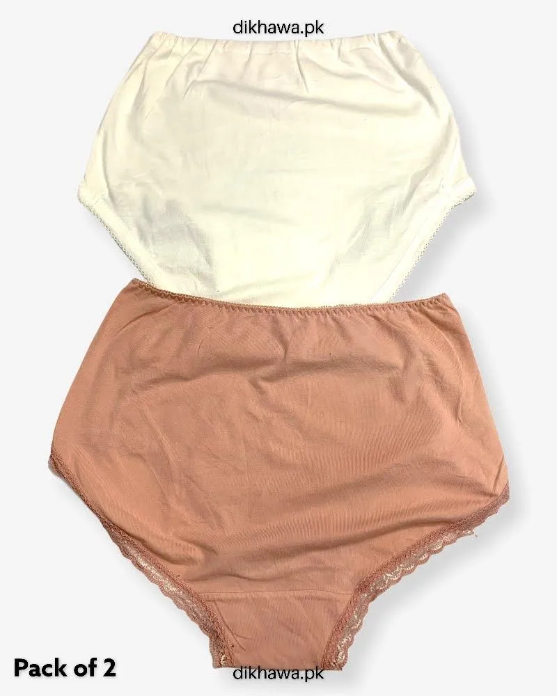 Pack of 2 Imported Stocklot Branded Cotton Panty Stretchable Cotton Lace Panty 2021