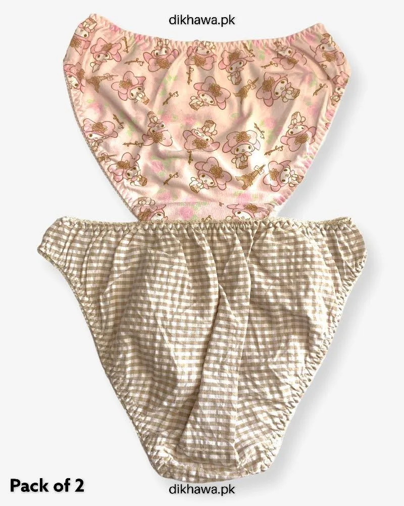 Pack of 2 Imported Stocklot Branded Cotton Panty Stretchable Cotton Lace Panty 2021