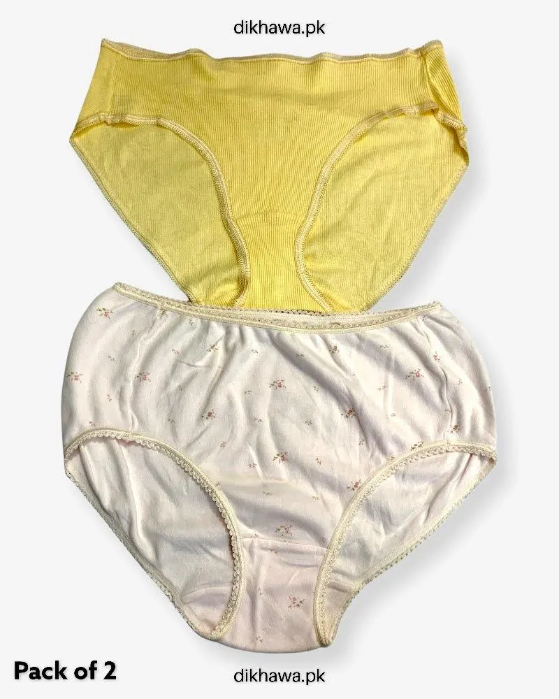 Pack of 2 Imported Stocklot Branded Cotton Panty Stretchable Cotton Lace Panty 2021