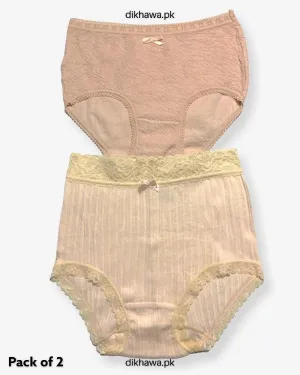 Pack of 2 Imported Stocklot Branded Cotton Panty Stretchable Cotton Lace Panty 2021