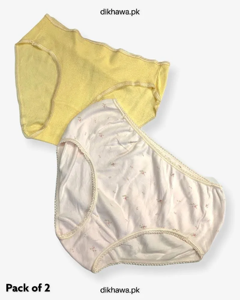 Pack of 2 Imported Stocklot Branded Cotton Panty Stretchable Cotton Lace Panty 2021