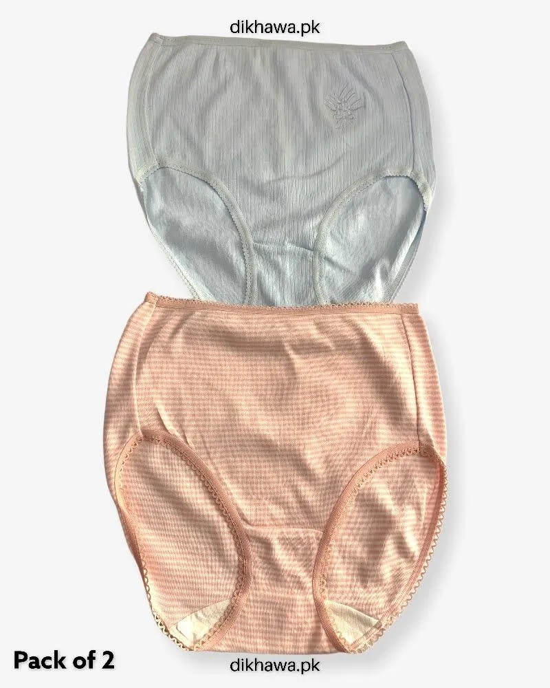 Pack of 2 Imported Stocklot Branded Cotton Panty Stretchable Cotton Lace Panty 2021