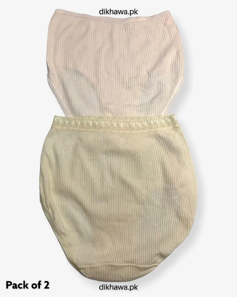 Pack of 2 Imported Stocklot Branded Cotton Panty Stretchable Cotton Lace Panty 2021