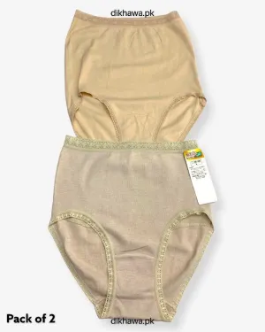 Pack of 2 Imported Stocklot Branded Cotton Panty Stretchable Cotton Lace Panty 2021
