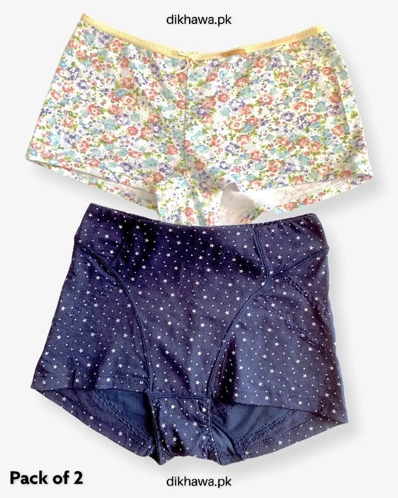 Pack of 2 Imported Stocklot Branded Cotton Panty Stretchable Cotton Lace Panty 2021