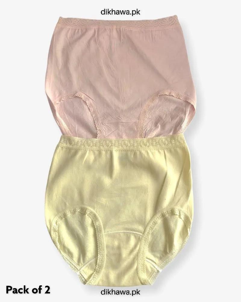 Pack of 2 Imported Stocklot Branded Cotton Panty Stretchable Cotton Lace Panty 2021