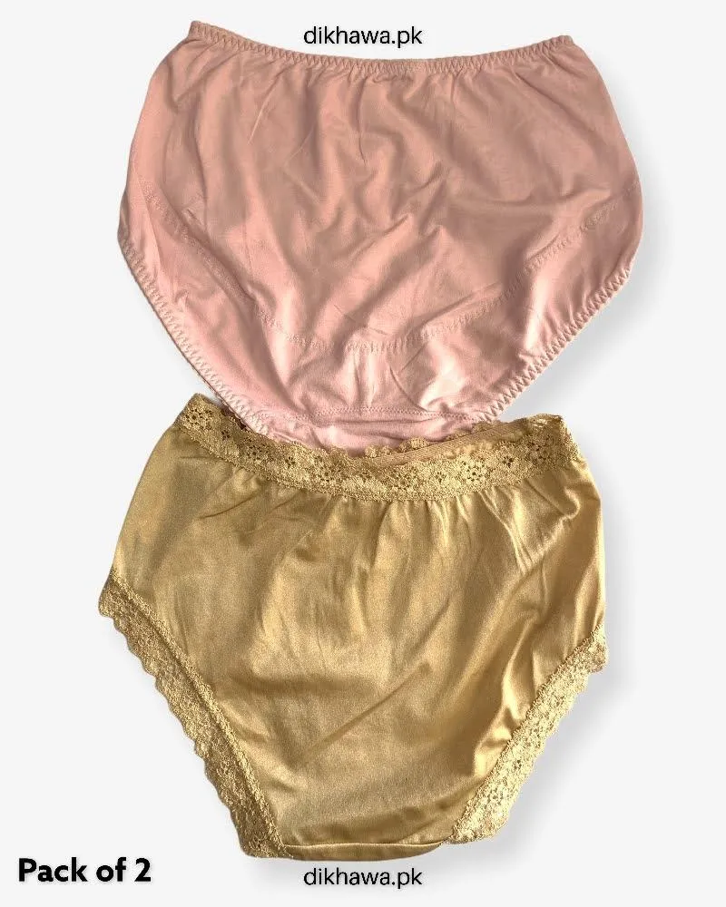 Pack of 2 Imported Stocklot Branded Cotton Panty Stretchable Cotton Lace Panty 2021