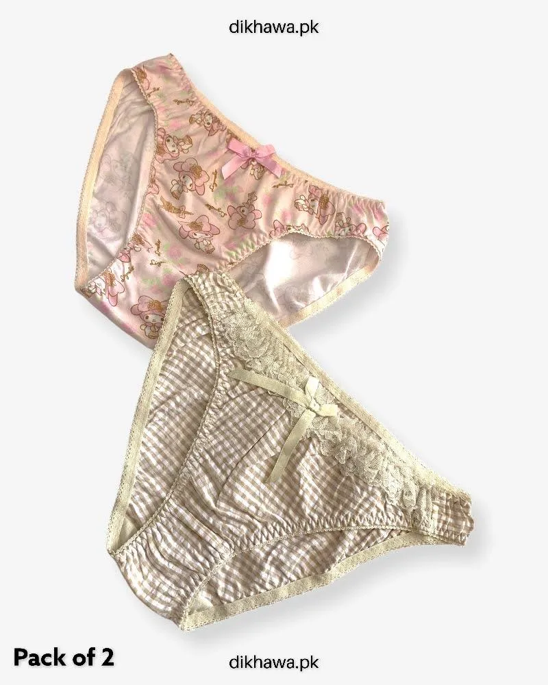 Pack of 2 Imported Stocklot Branded Cotton Panty Stretchable Cotton Lace Panty 2021