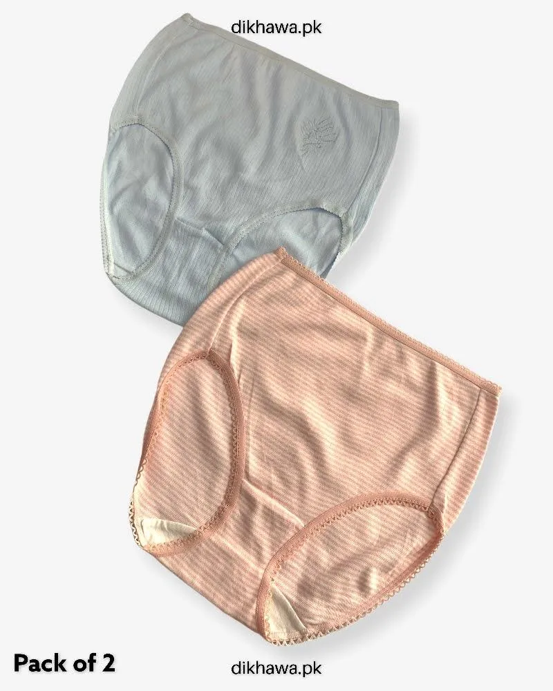 Pack of 2 Imported Stocklot Branded Cotton Panty Stretchable Cotton Lace Panty 2021