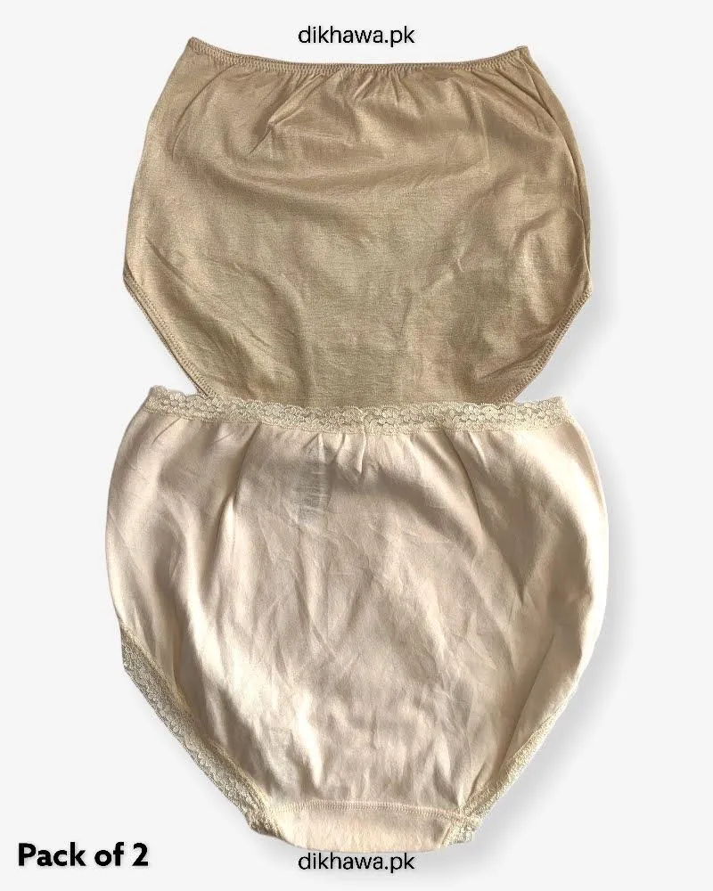 Pack of 2 Imported Stocklot Branded Cotton Panty Stretchable Cotton Lace Panty 2021