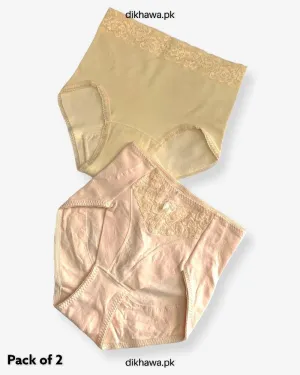 Pack of 2 Imported Stocklot Branded Cotton Panty Stretchable Cotton Lace Panty 2021