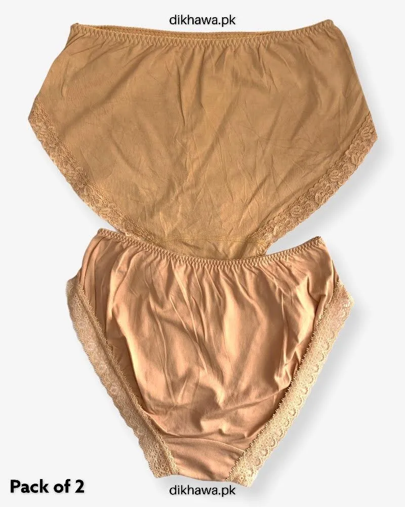 Pack of 2 Imported Stocklot Branded Cotton Panty Stretchable Cotton Lace Panty 2021