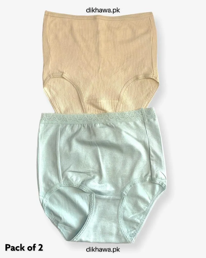 Pack of 2 Imported Stocklot Branded Cotton Panty Stretchable Cotton Lace Panty 2021