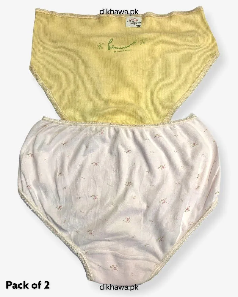 Pack of 2 Imported Stocklot Branded Cotton Panty Stretchable Cotton Lace Panty 2021