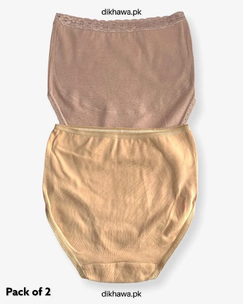 Pack of 2 Imported Stocklot Branded Cotton Panty Stretchable Cotton Lace Panty 2021