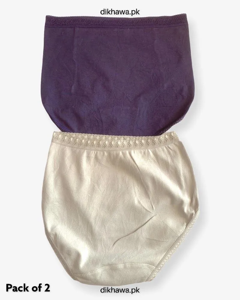 Pack of 2 Imported Stocklot Branded Cotton Panty Stretchable Cotton Lace Panty 2021