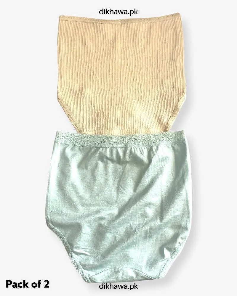Pack of 2 Imported Stocklot Branded Cotton Panty Stretchable Cotton Lace Panty 2021