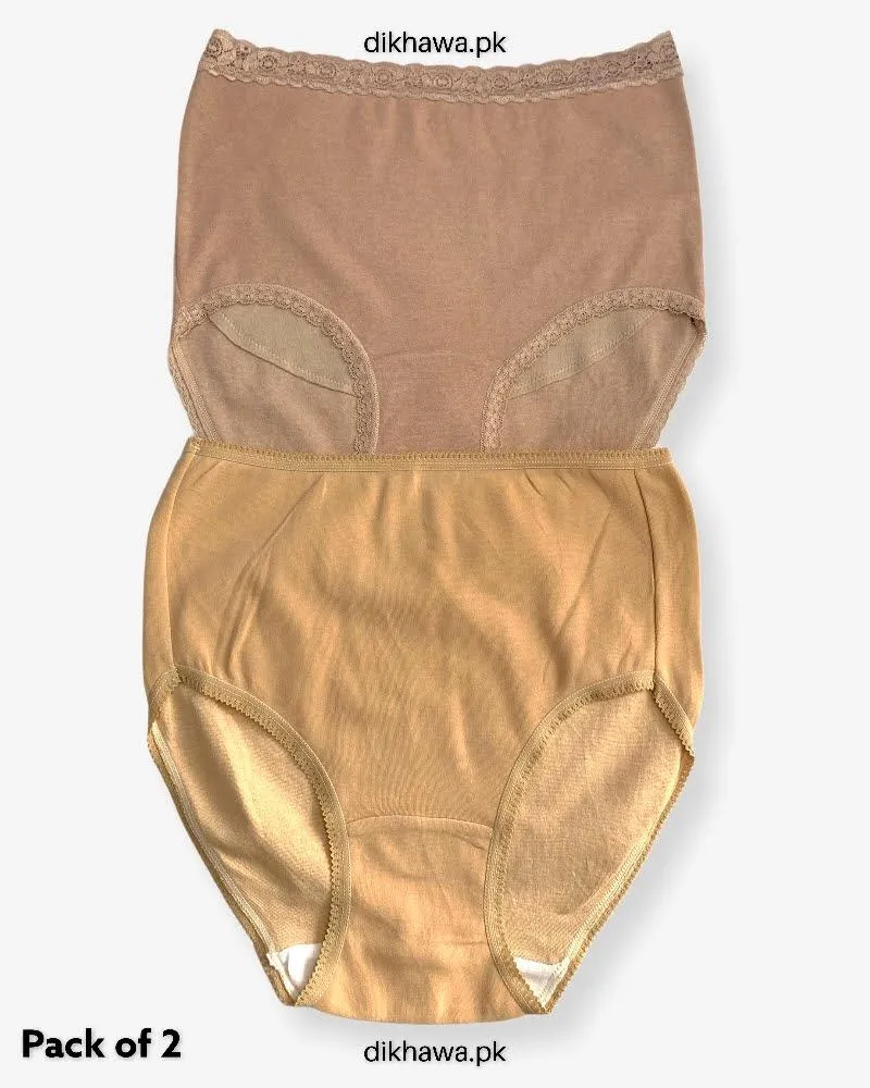 Pack of 2 Imported Stocklot Branded Cotton Panty Stretchable Cotton Lace Panty 2021