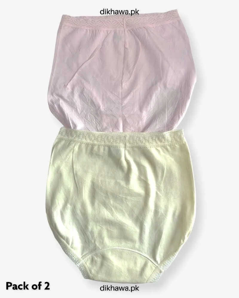 Pack of 2 Imported Stocklot Branded Cotton Panty Stretchable Cotton Lace Panty 2021