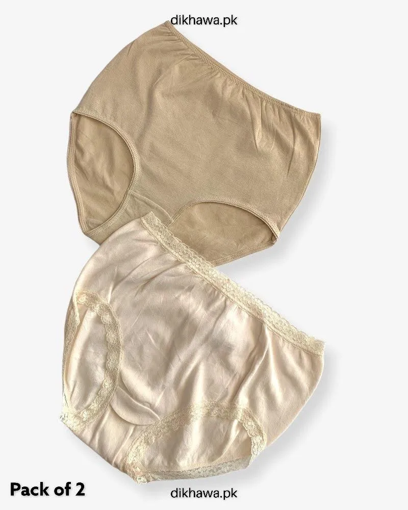 Pack of 2 Imported Stocklot Branded Cotton Panty Stretchable Cotton Lace Panty 2021
