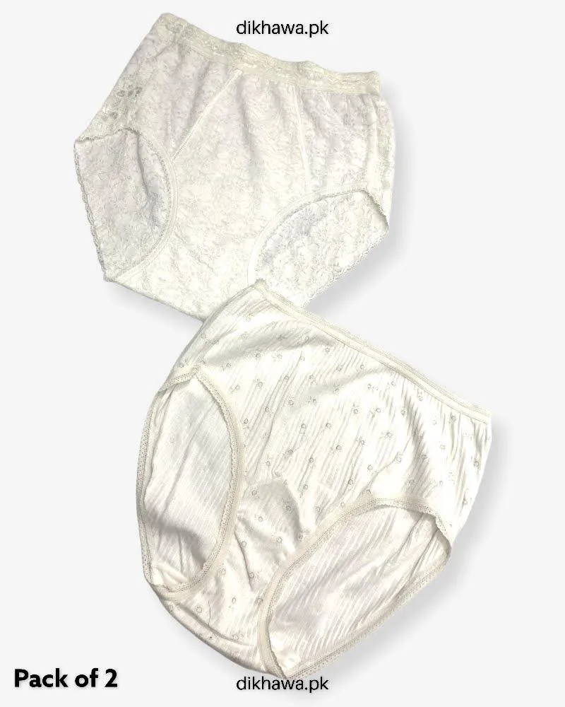 Pack of 2 Imported Stocklot Branded Cotton Panty Stretchable Cotton Lace Panty 2021