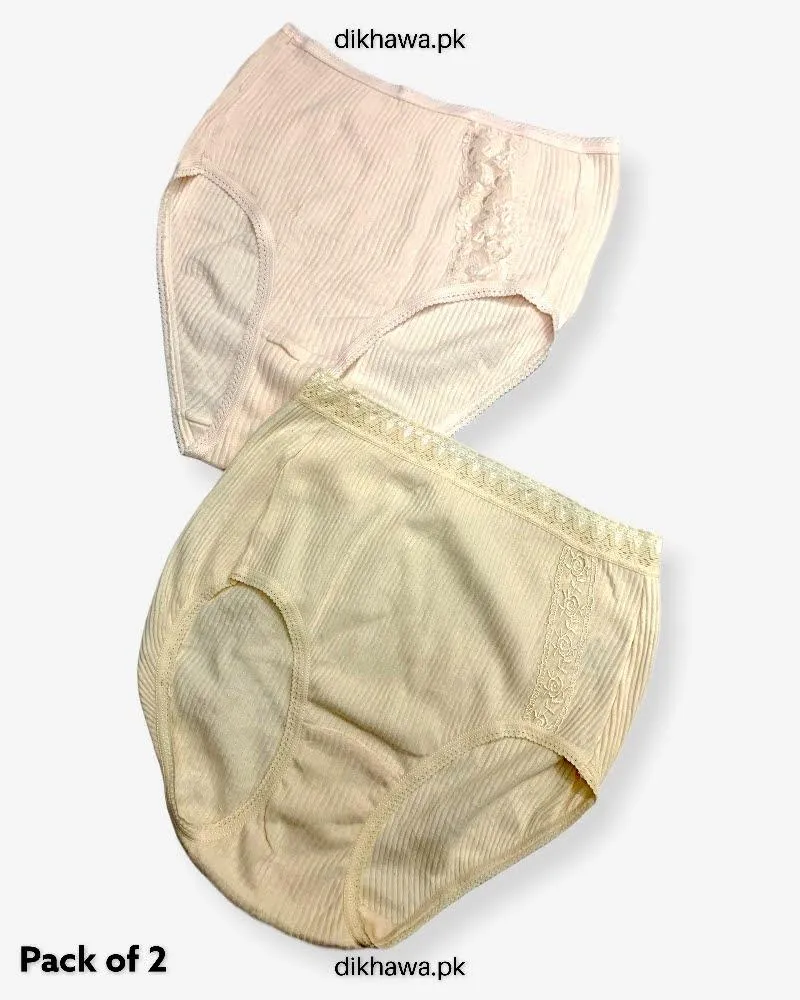 Pack of 2 Imported Stocklot Branded Cotton Panty Stretchable Cotton Lace Panty 2021