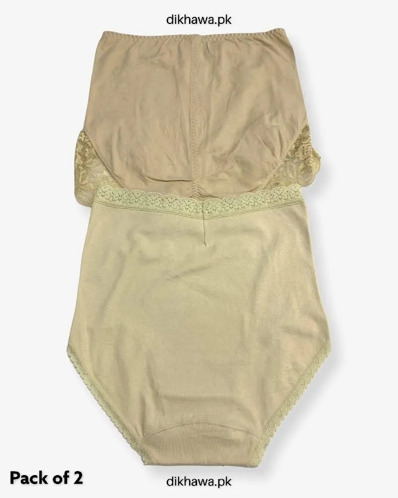 Pack of 2 Imported Stocklot Branded Cotton Panty Stretchable Cotton Lace Panty 2021
