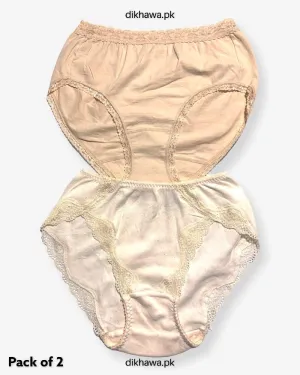 Pack of 2 Imported Stocklot Branded Cotton Panty Stretchable Cotton Lace Panty 2021