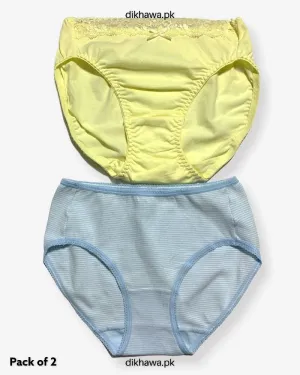 Pack of 2 Imported Stocklot Branded Cotton Panty Stretchable Cotton Lace Panty 2021