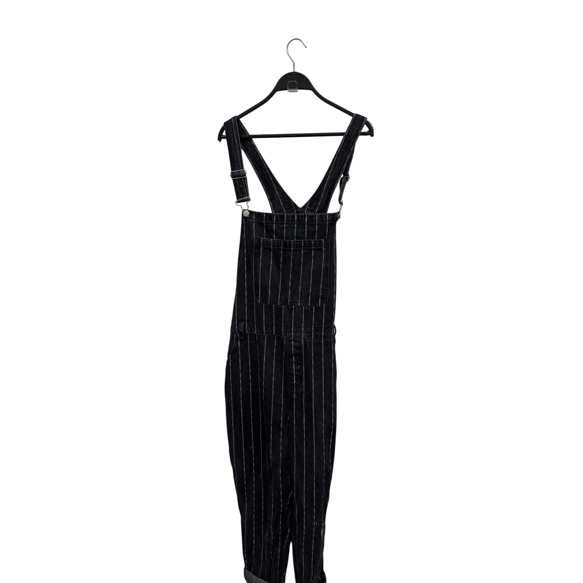 PacSun Black & White Pinstripe Overalls Size 32 Adjustable Straps Front & Back Pockets Relaxed Fit