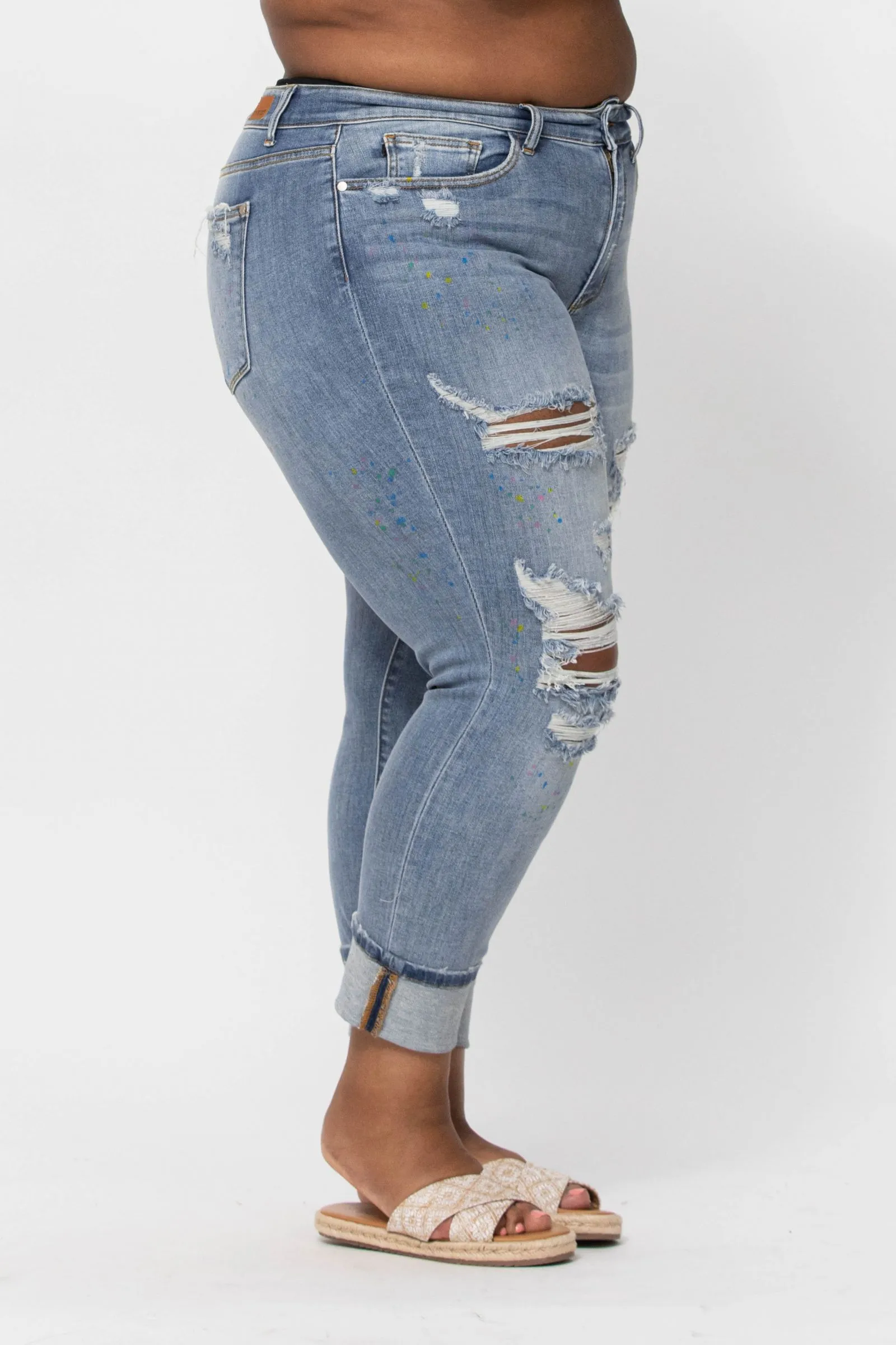 Paint Splattered Judy Blue Boyfriend Jeans