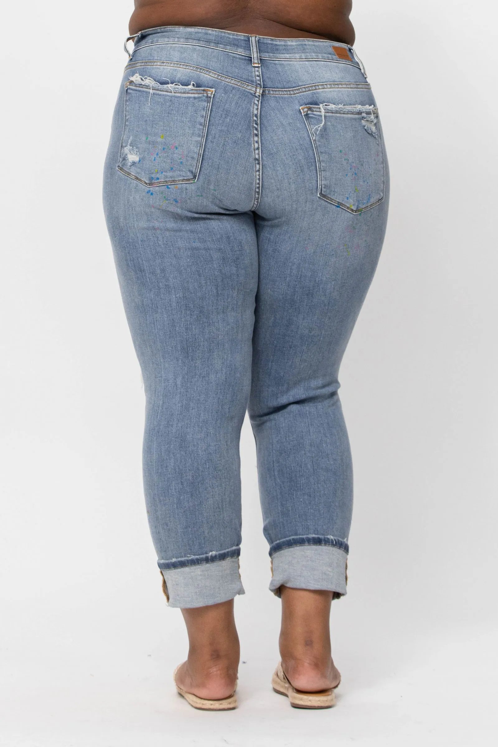 Paint Splattered Judy Blue Boyfriend Jeans