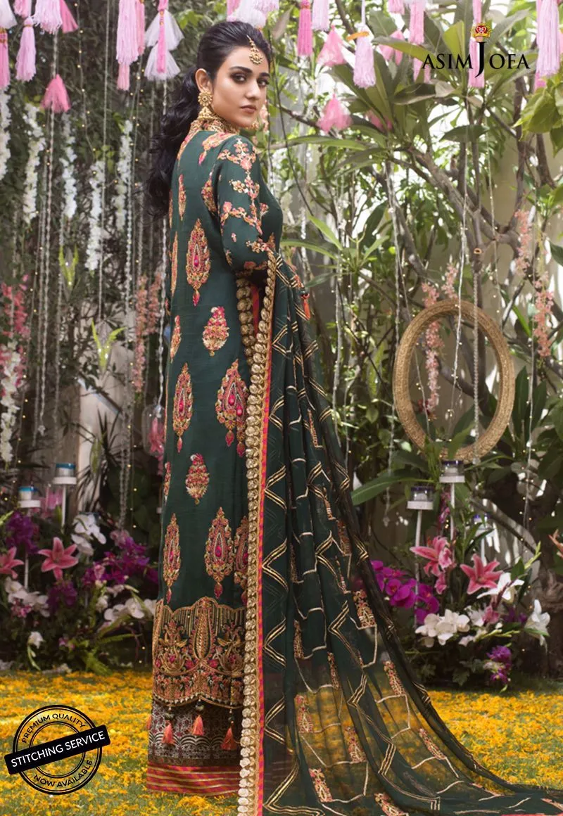 Pakistani Designer Party Outfit in Bottle Green Color #C2006