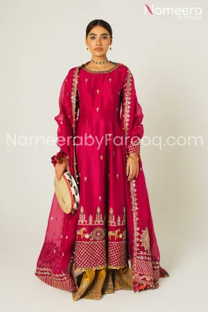 Pakistani Embroidered Wedding Frock with Sharara #WS03