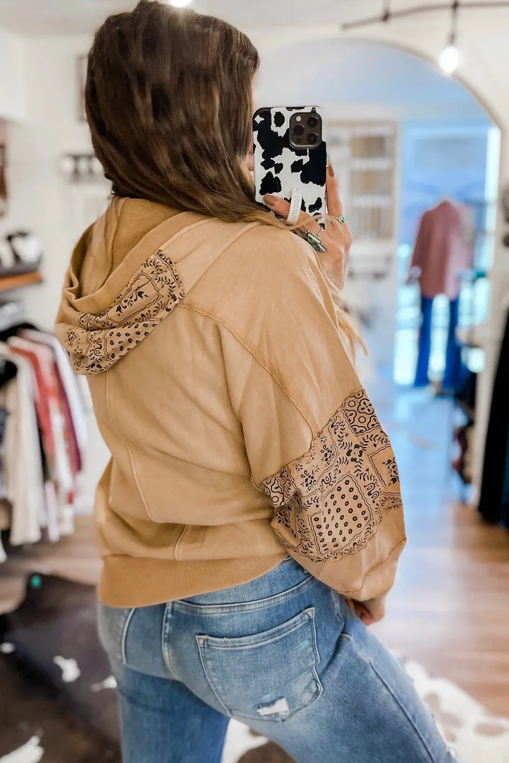 Parchment Printed Patchwork Hooded Jacket