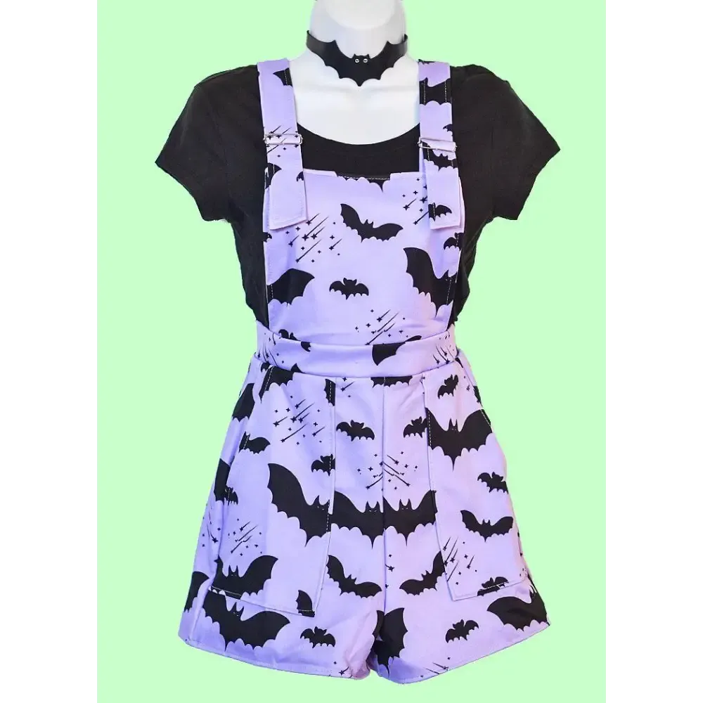 Pastel Gothic Overalls Make a Fashion Statement with Bat Pattern