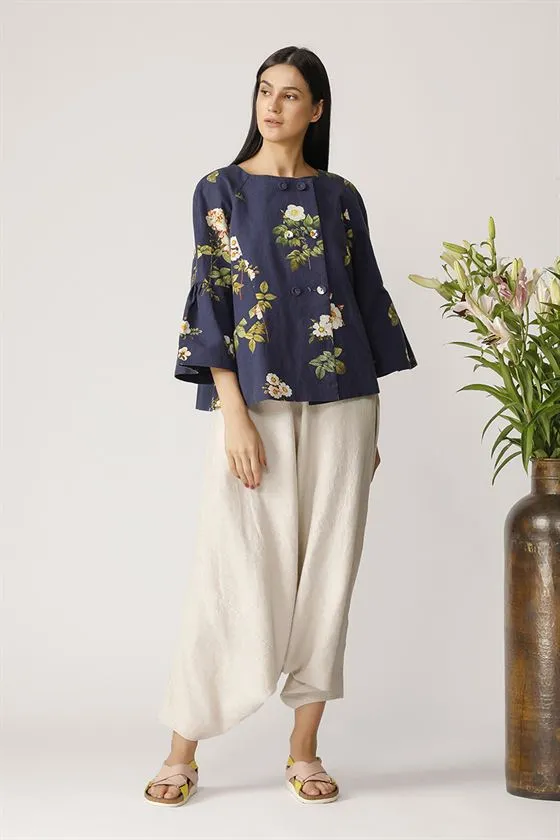 Payal Pratap   -   Navy Blue Alata Overlap Jacket  Morning Glory