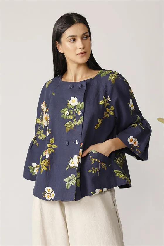 Payal Pratap   -   Navy Blue Alata Overlap Jacket  Morning Glory