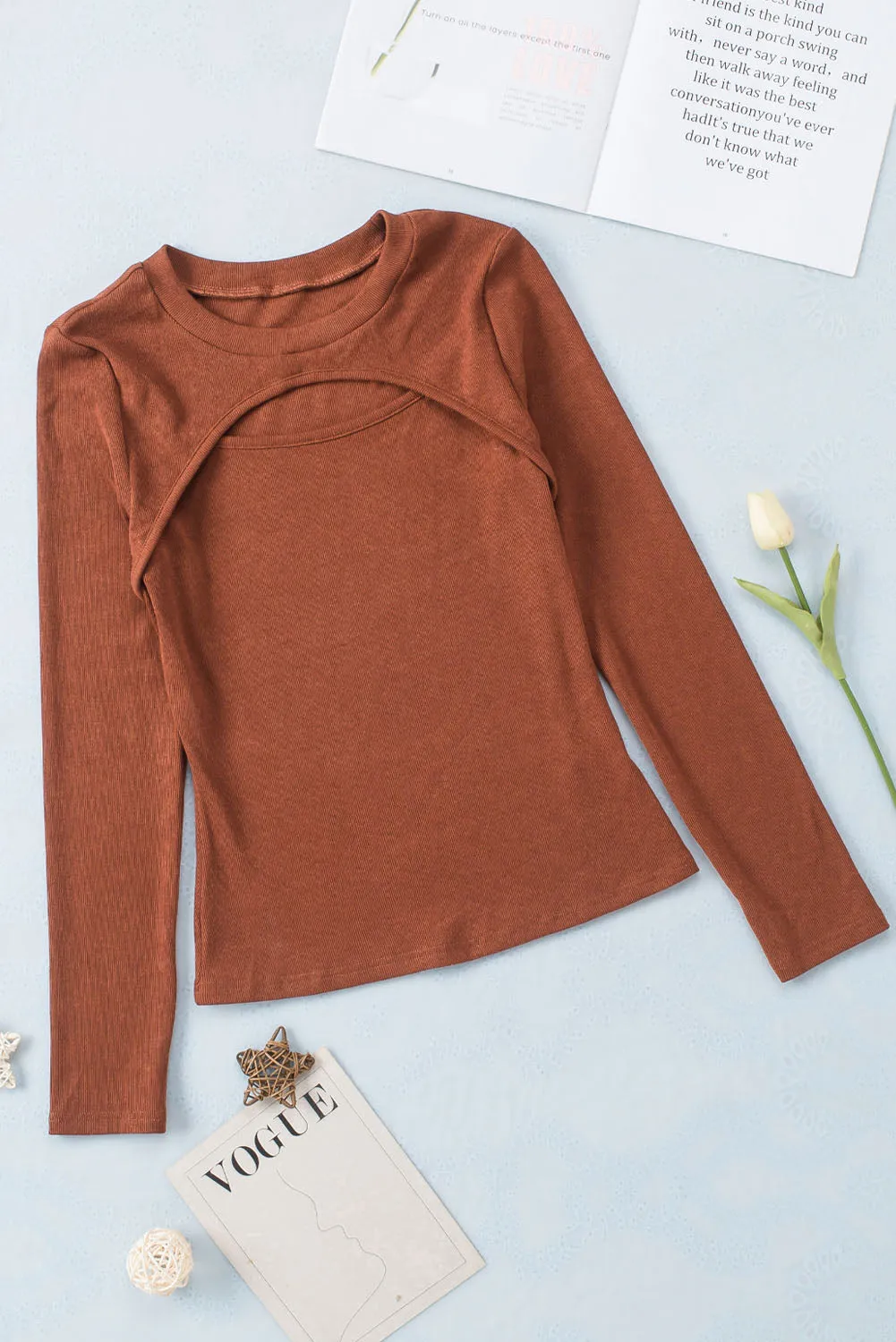 Peekaboo Cutout Long Sleeve Top