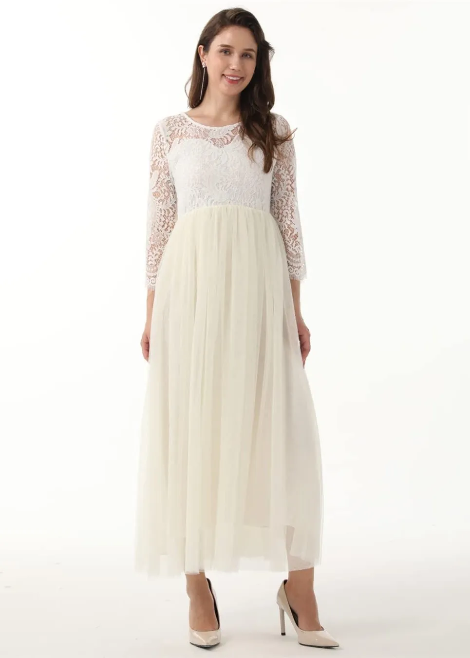 Peony Lace Dress for Women in Ivory