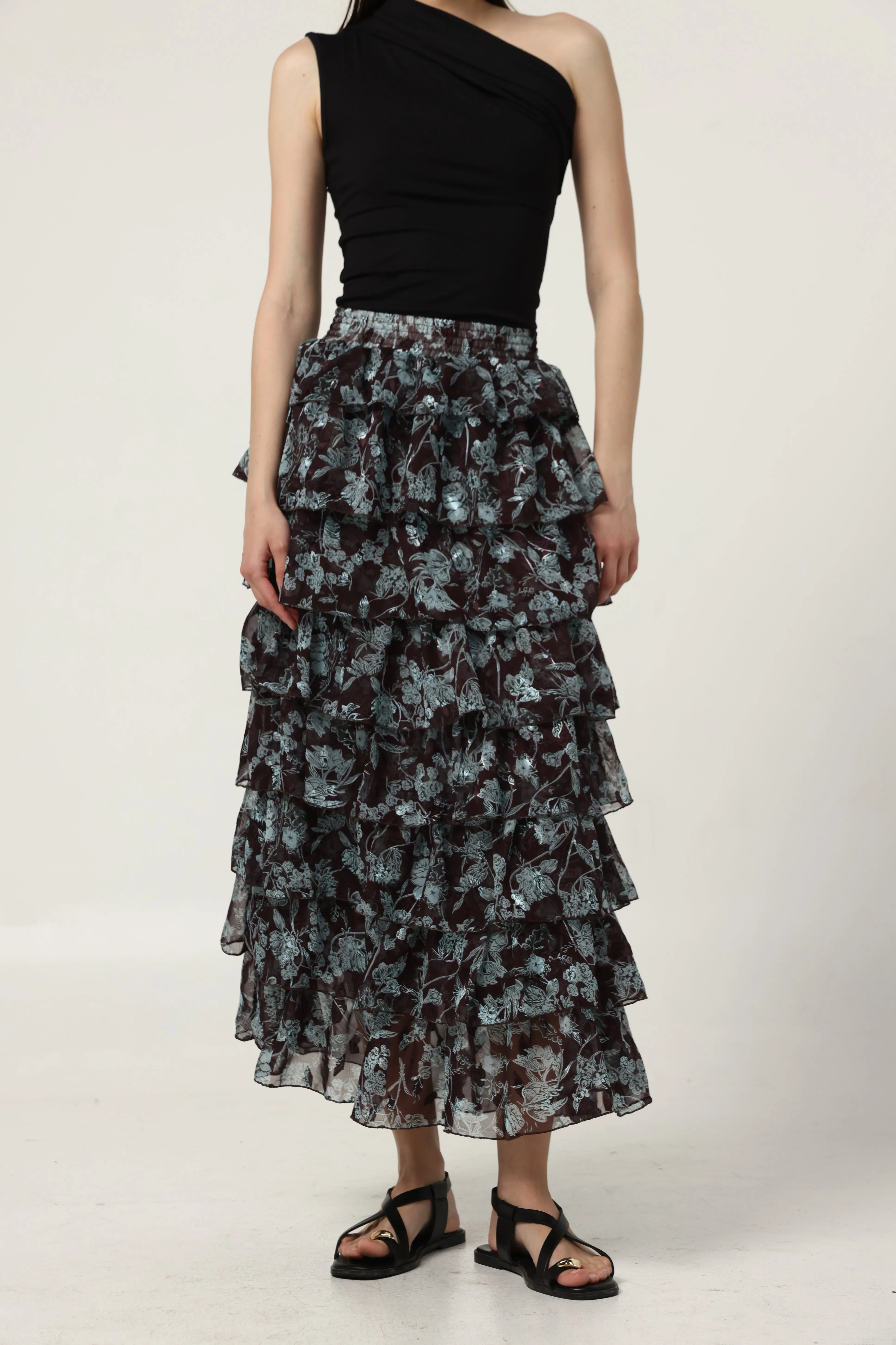 Peplum Dark Floral Skirt