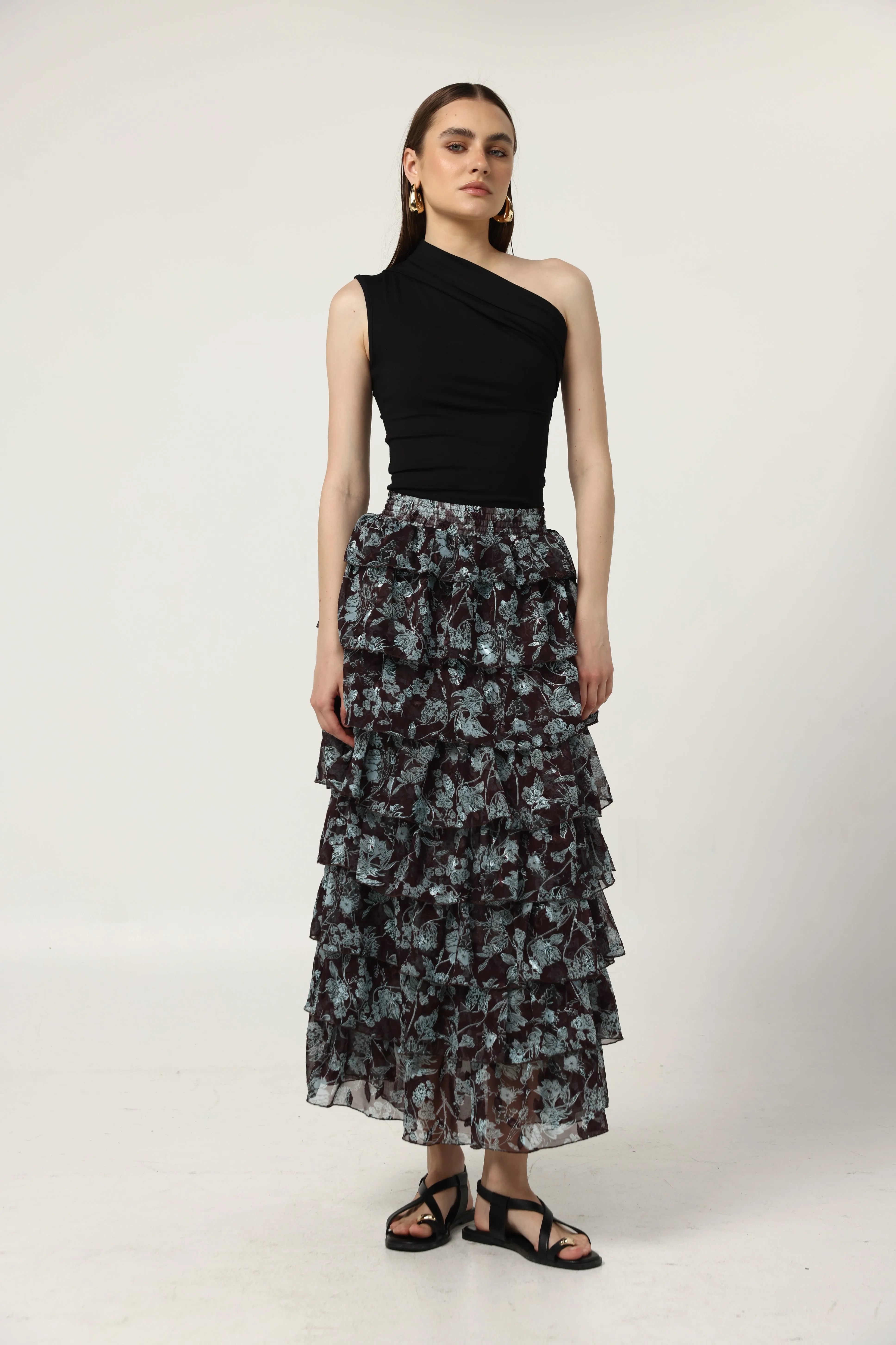 Peplum Dark Floral Skirt